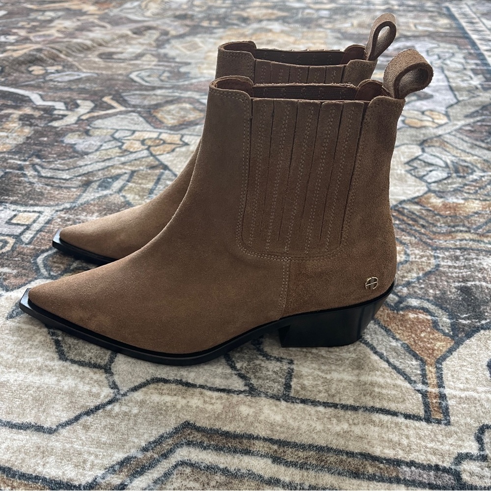 NWOB Anine Bing Roy Suede Taupe Booties - Picture 6 of 12
